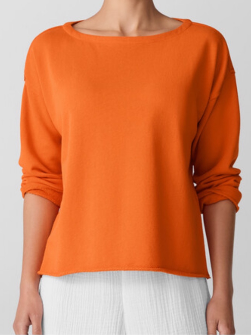 Eileen Fisher Lightweight Organic Cotton Terry Box-Top Orange Women’s Size XXS